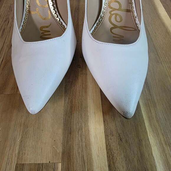 Sam Edelman Hazel White Leather Pointed Toe Pumps - Picture 3 of 15